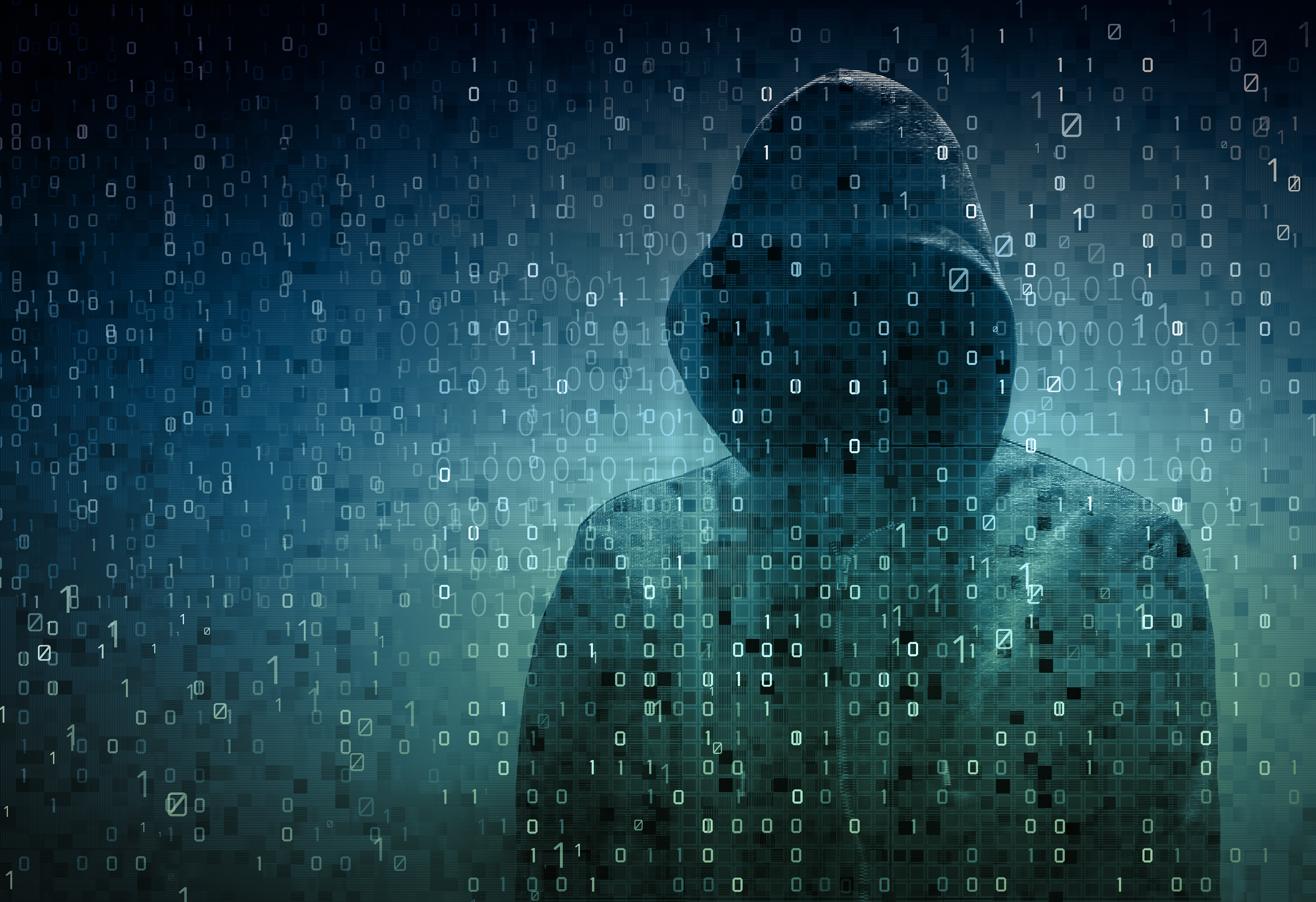hacker over a screen with binary code – Dumbass Programmer